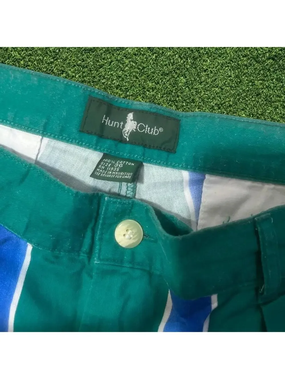 Vintage Hunt Club Green Striped Shorts – Size 36” (33)